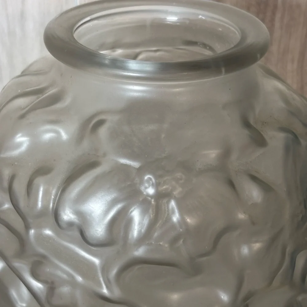 Bohemian Czech Satin Art Art Deco Glass Vase Frosted Dogwood Sculptural 1930’s